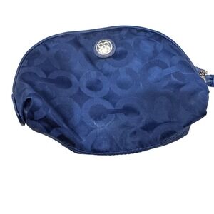Coach Blue Signature C Jacquard Cosmetic Pouch Wristlet